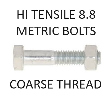 Metric Coarse Hex Bolts Class 8.8 HIGH TENSILE SELECT DIAMETER 